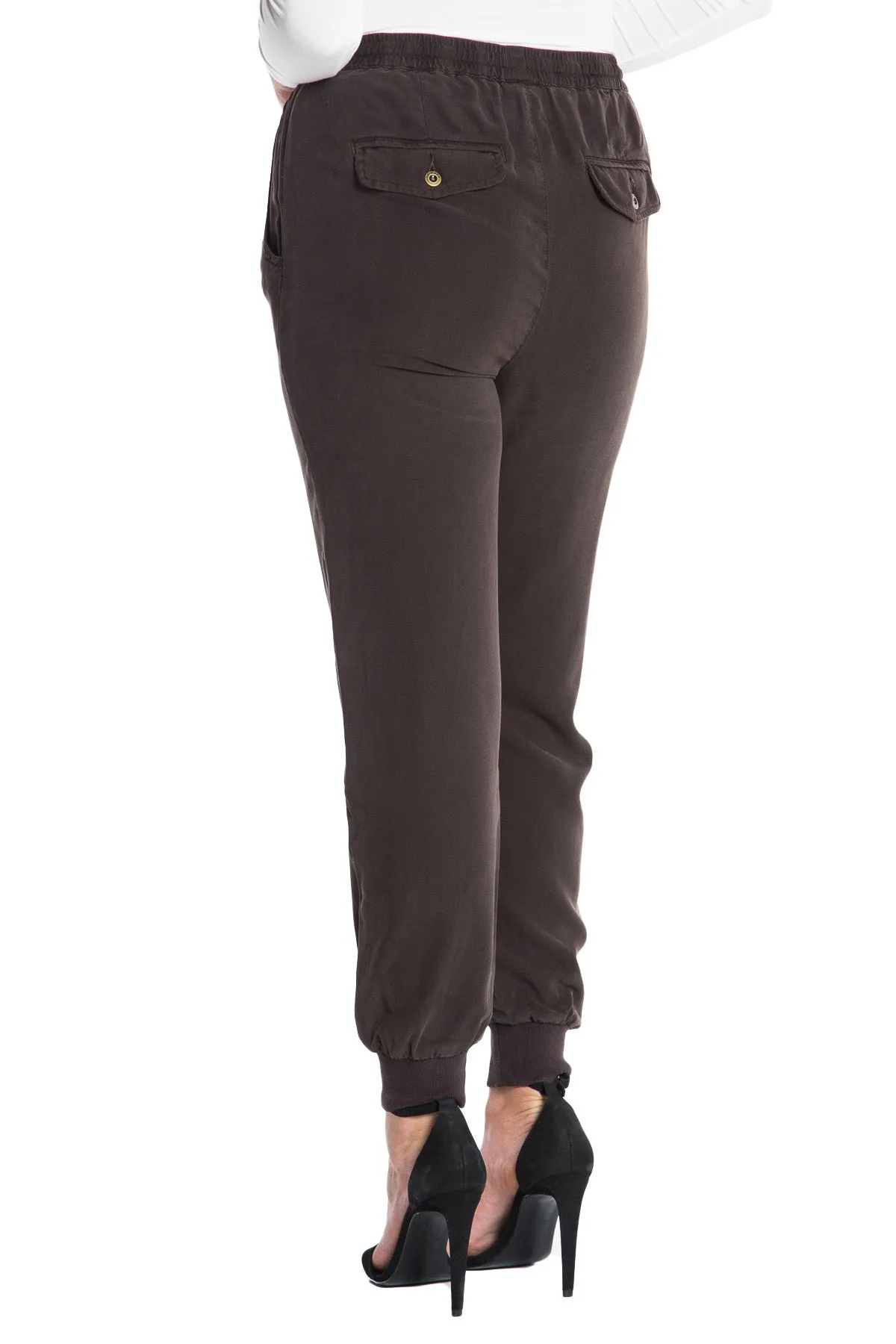 100% Silk jogger in Licorice