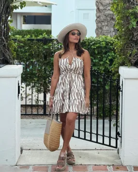A dazzle of zebra V-Halter Mini Dress