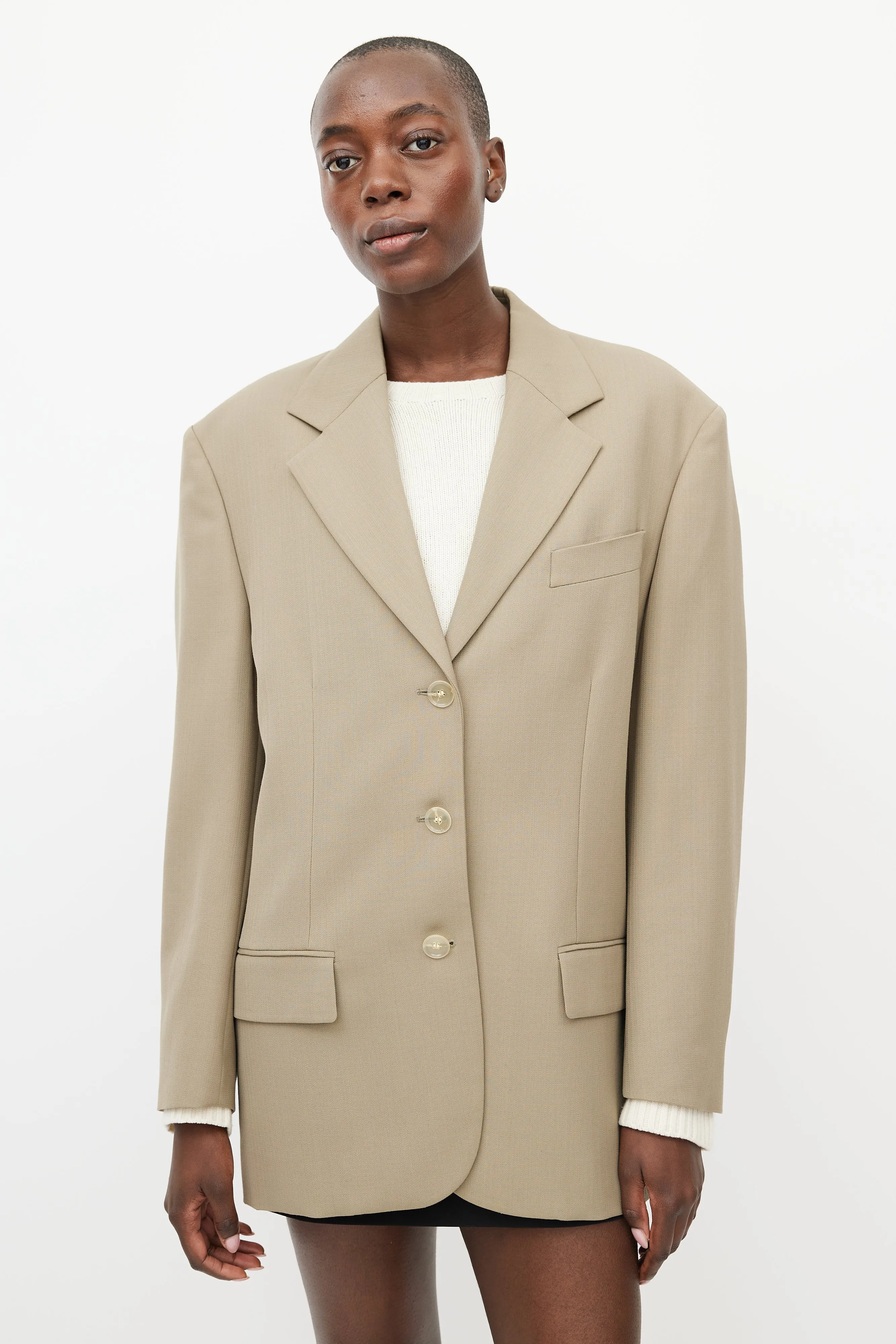 Beige Oversized Blazer