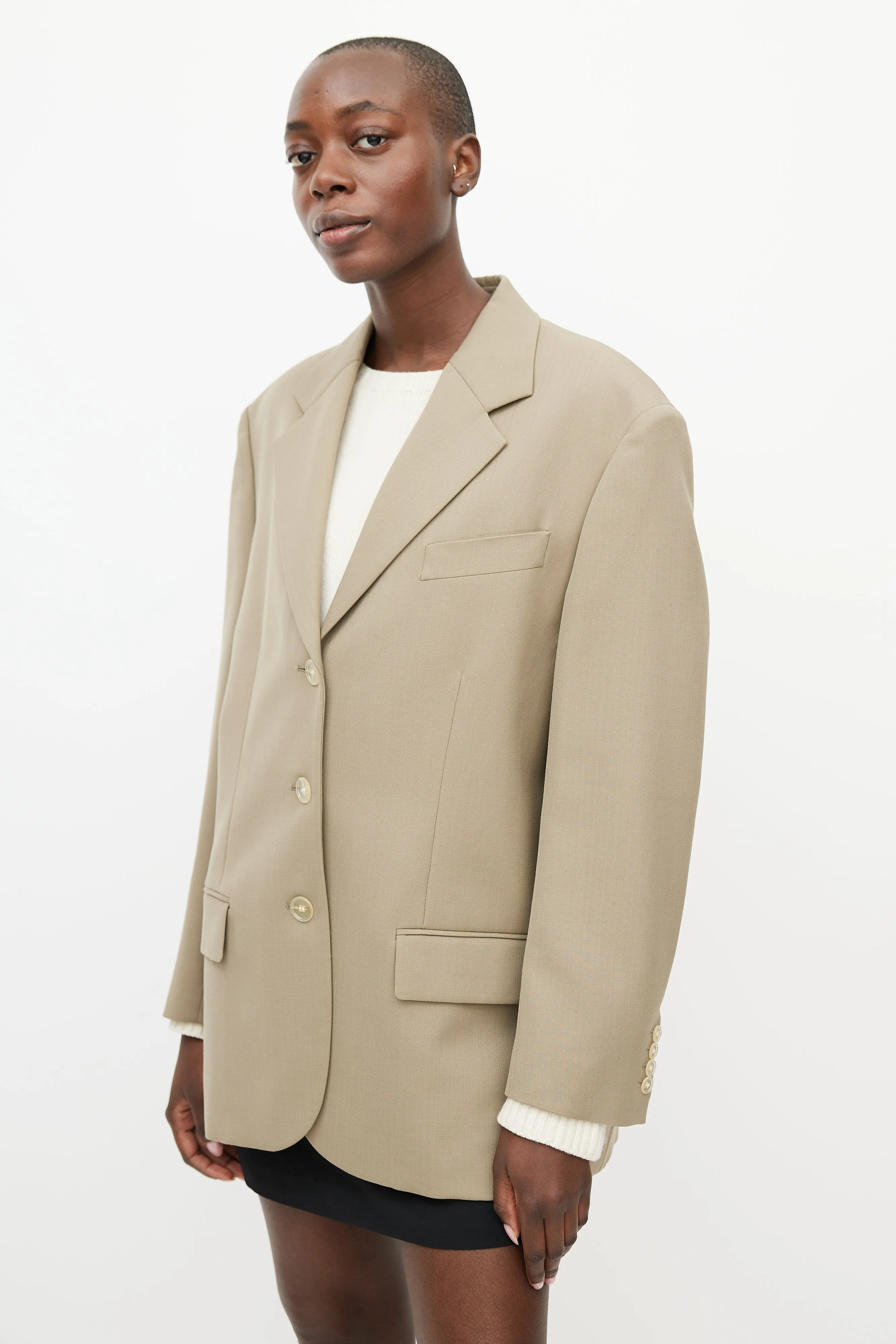 Beige Oversized Blazer