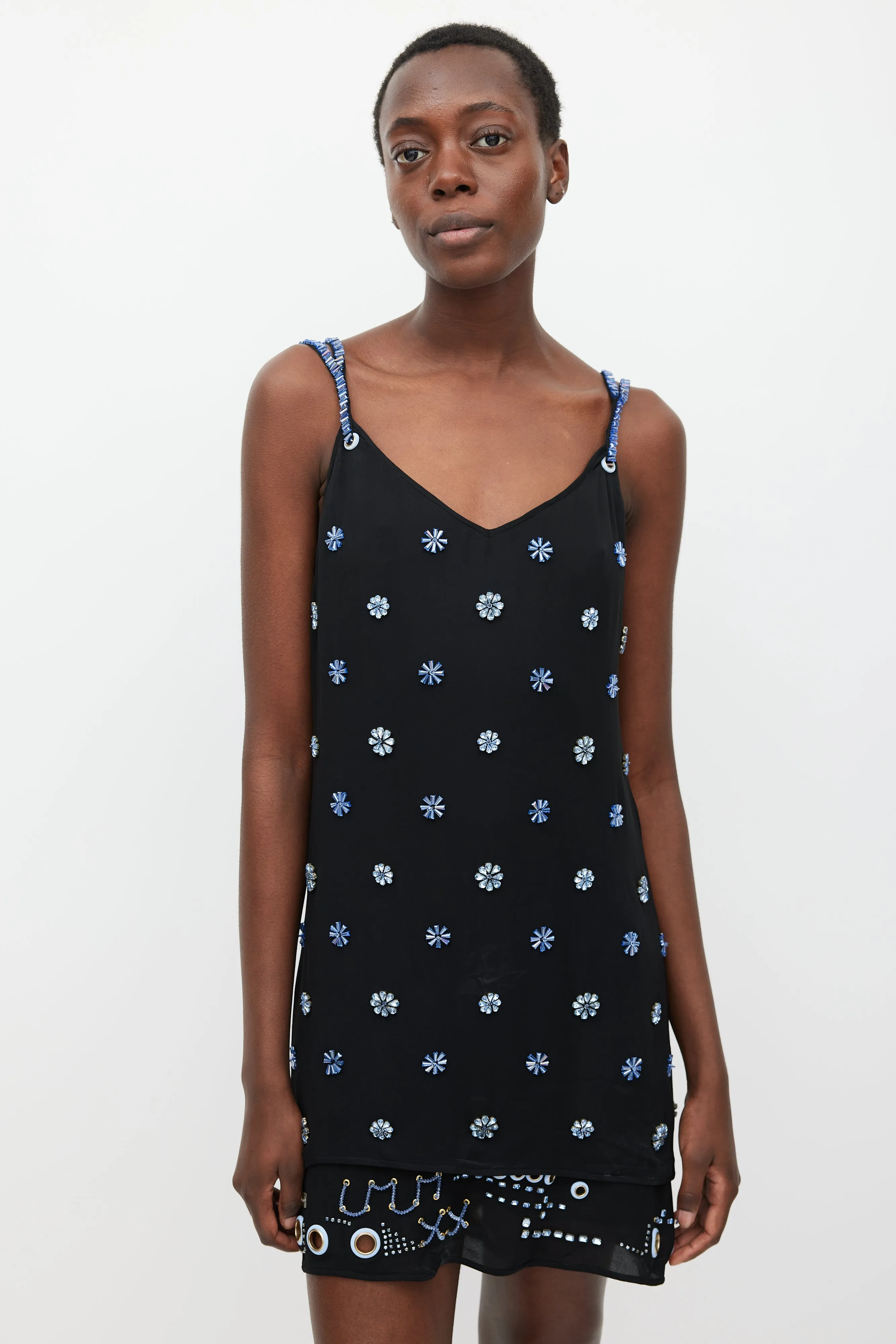 Black & Blue Embellished Layer Dress