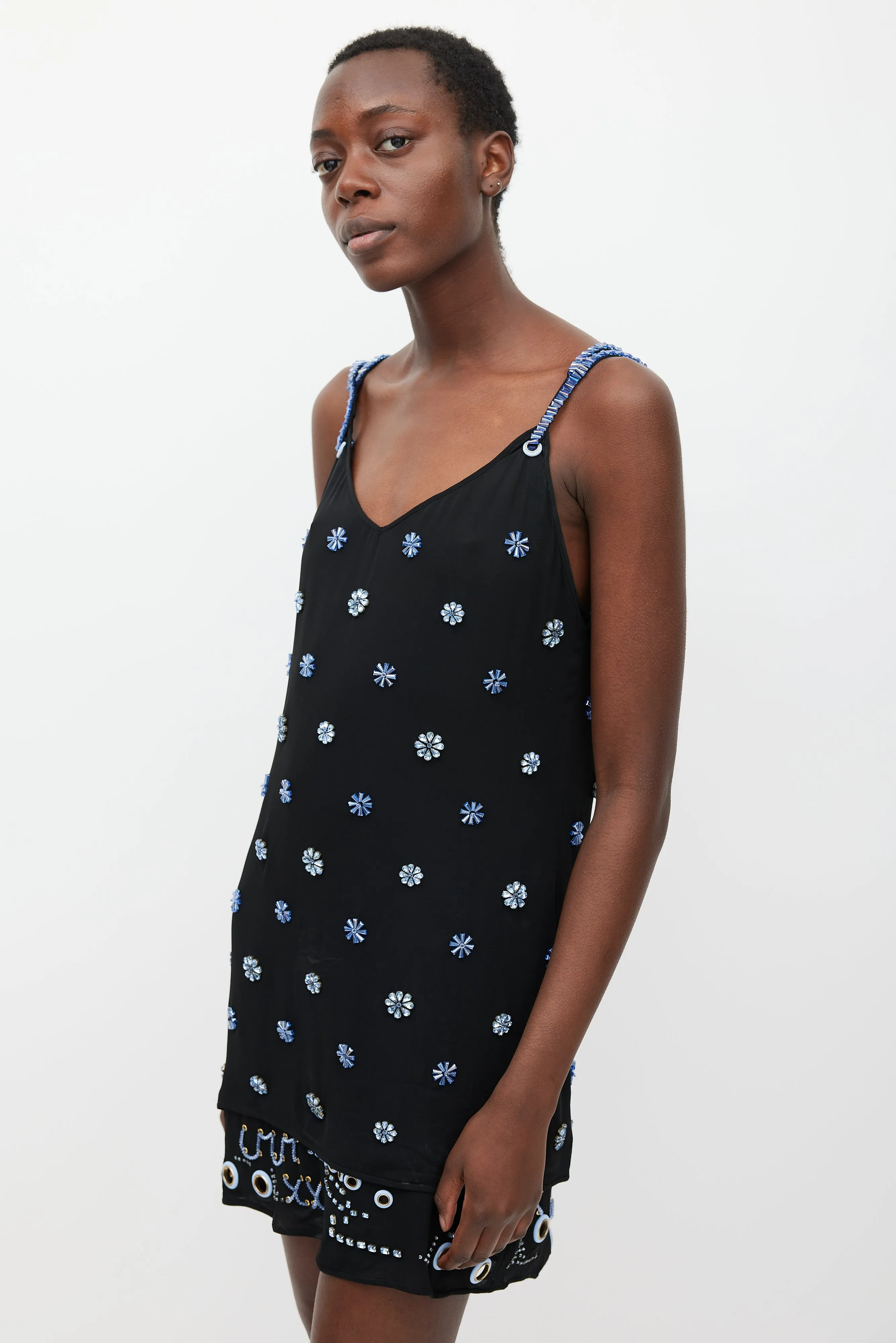 Black & Blue Embellished Layer Dress