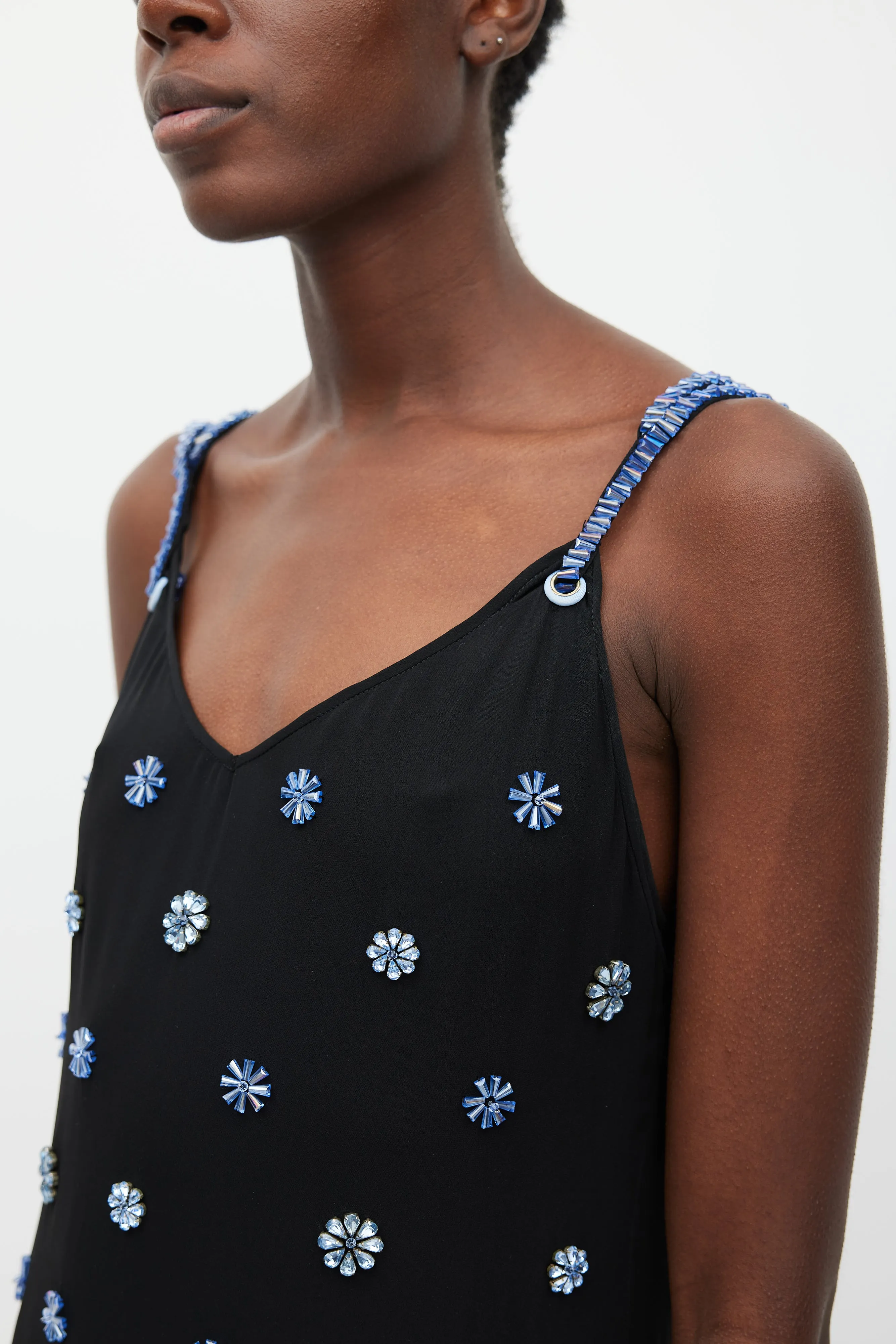 Black & Blue Embellished Layer Dress