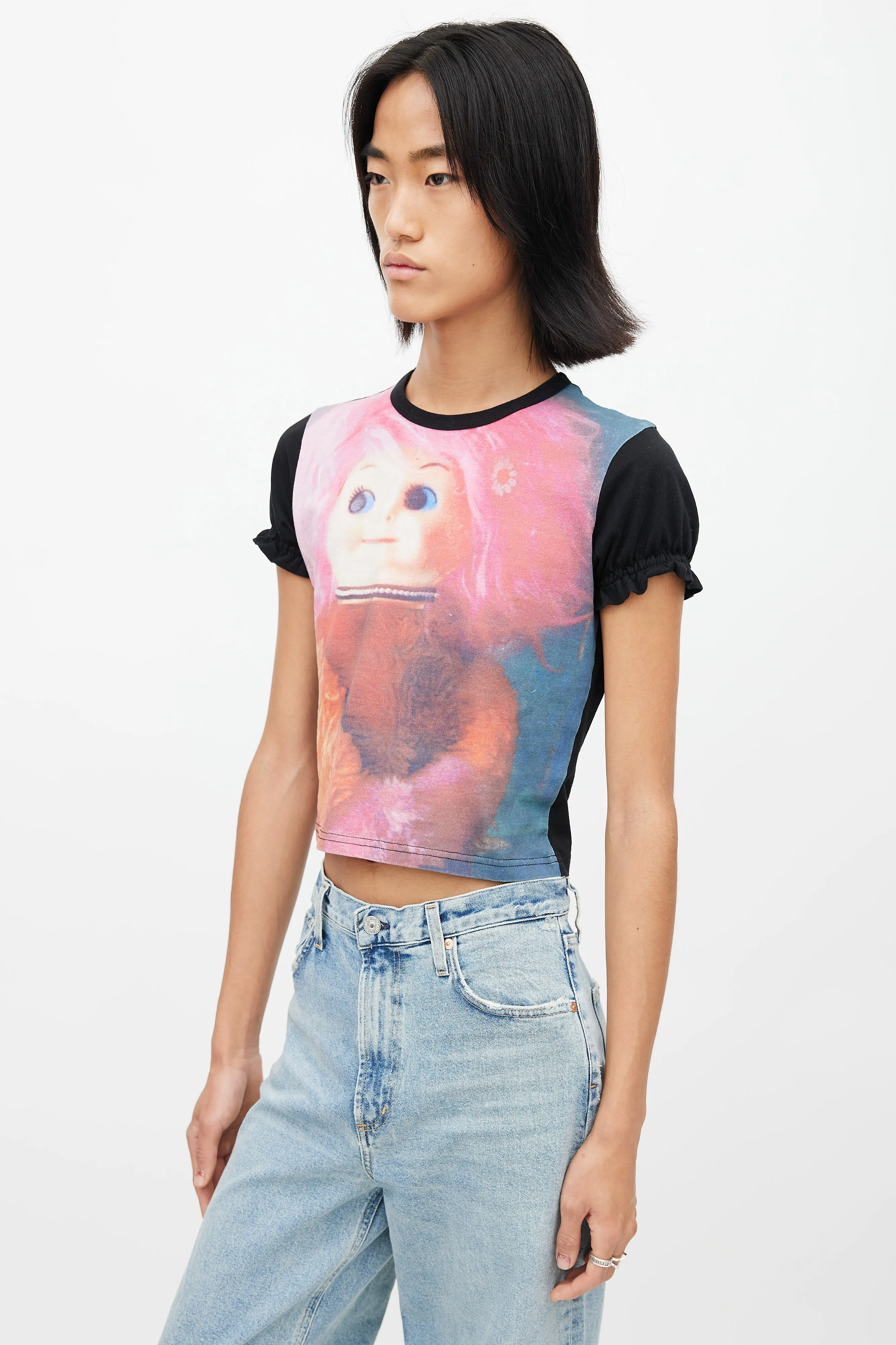 Black & Multi Wagon Girl T-Shirt