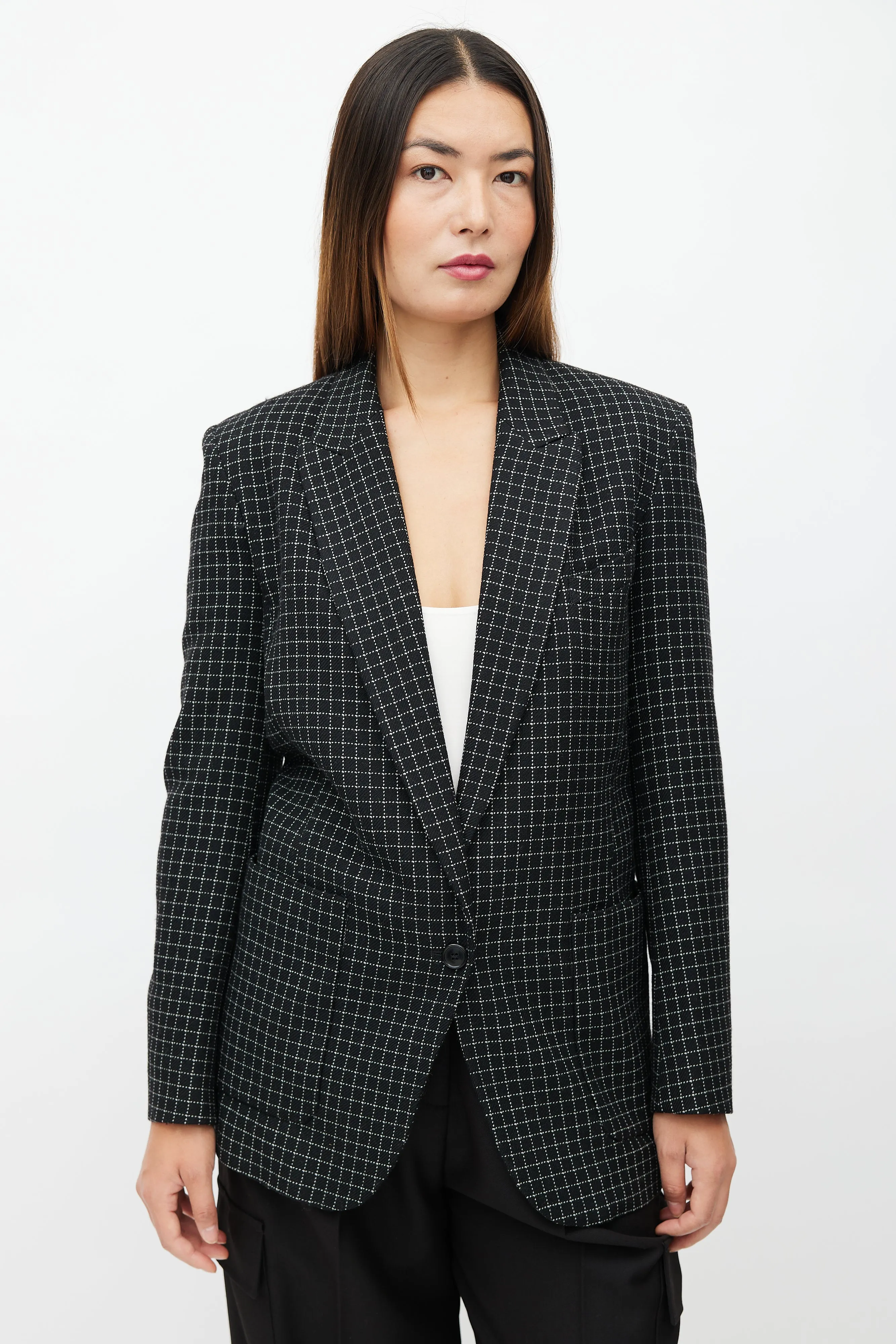 Black & White Check Oversized Blazer