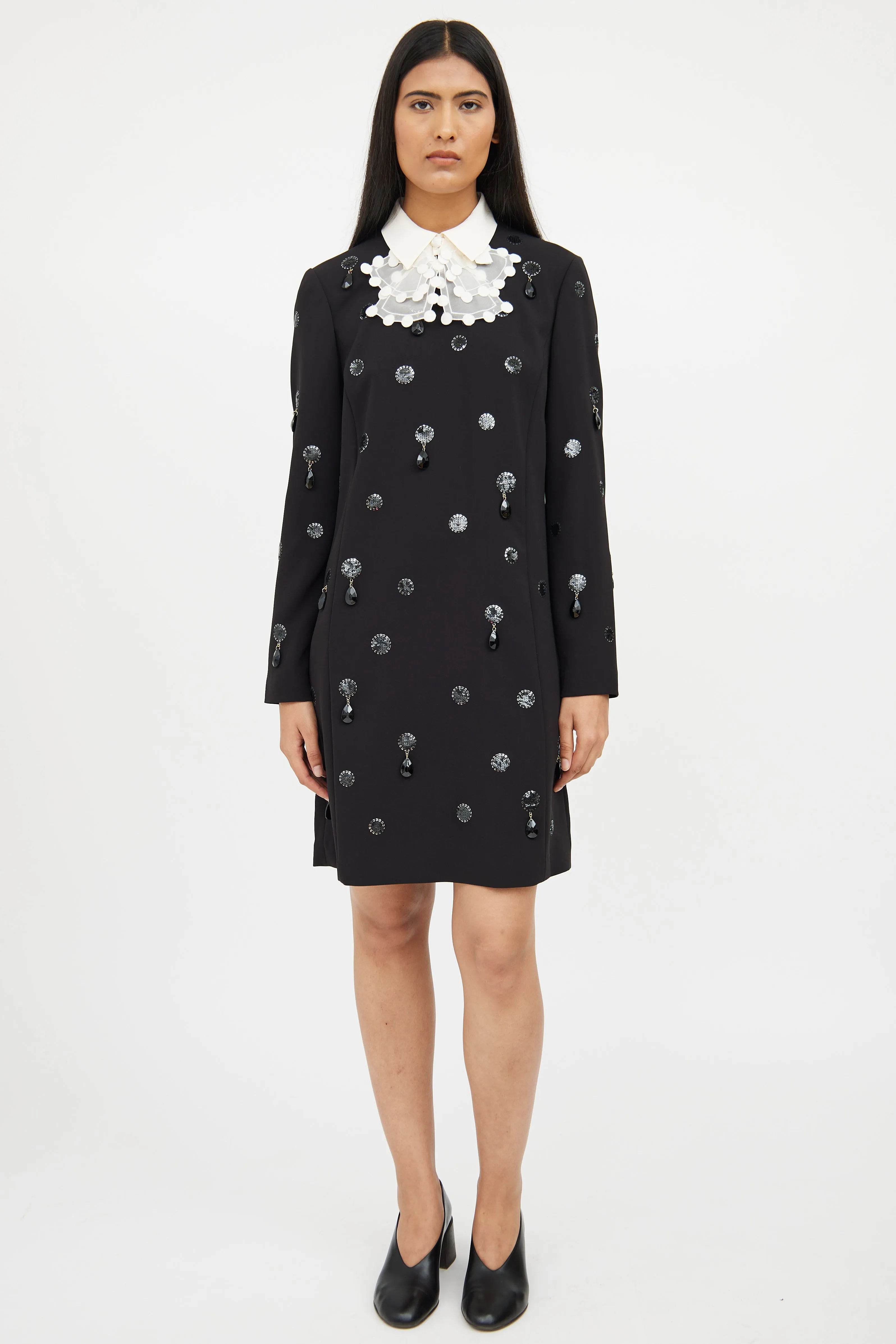 Black & White Jewel Embellished Dress