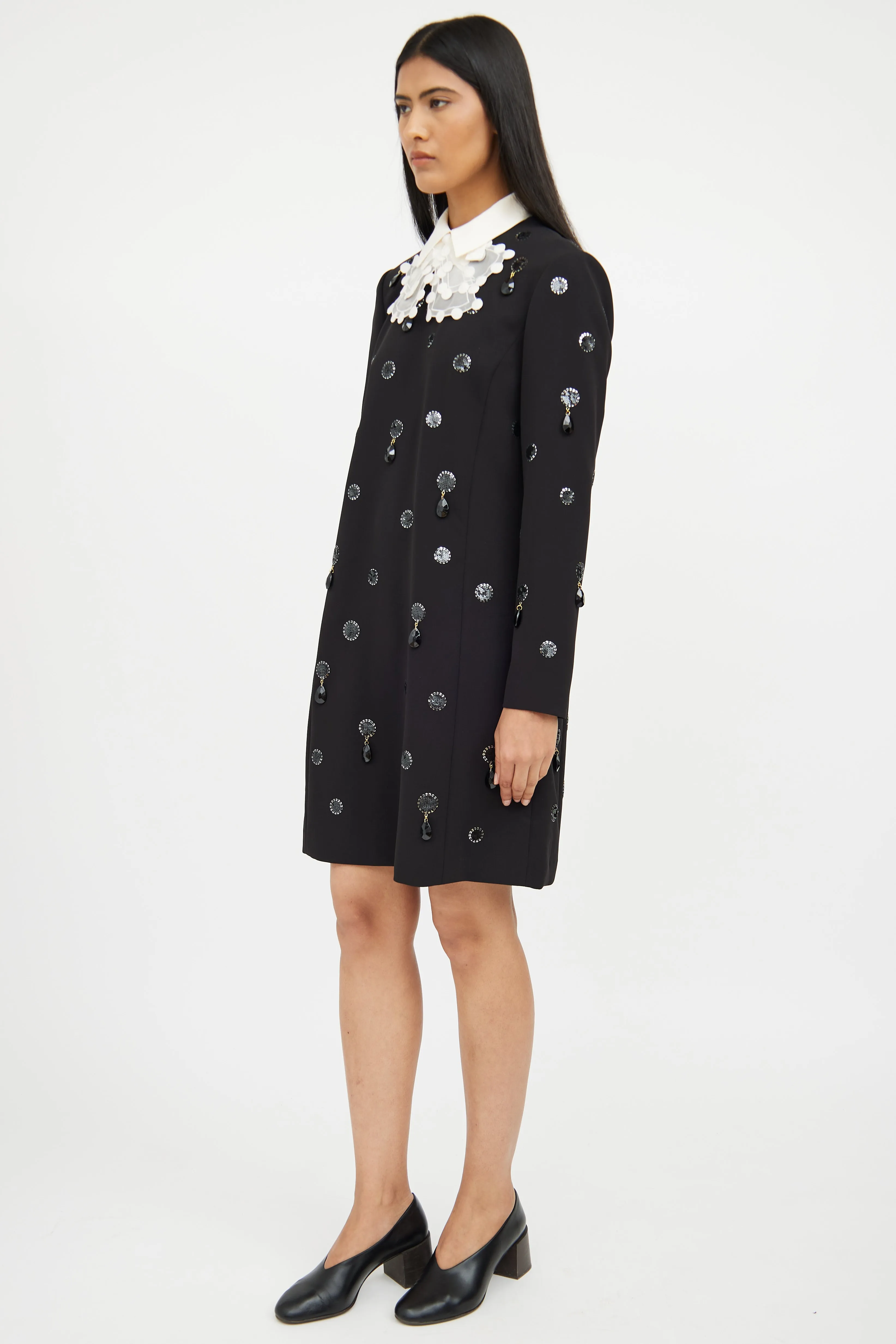 Black & White Jewel Embellished Dress