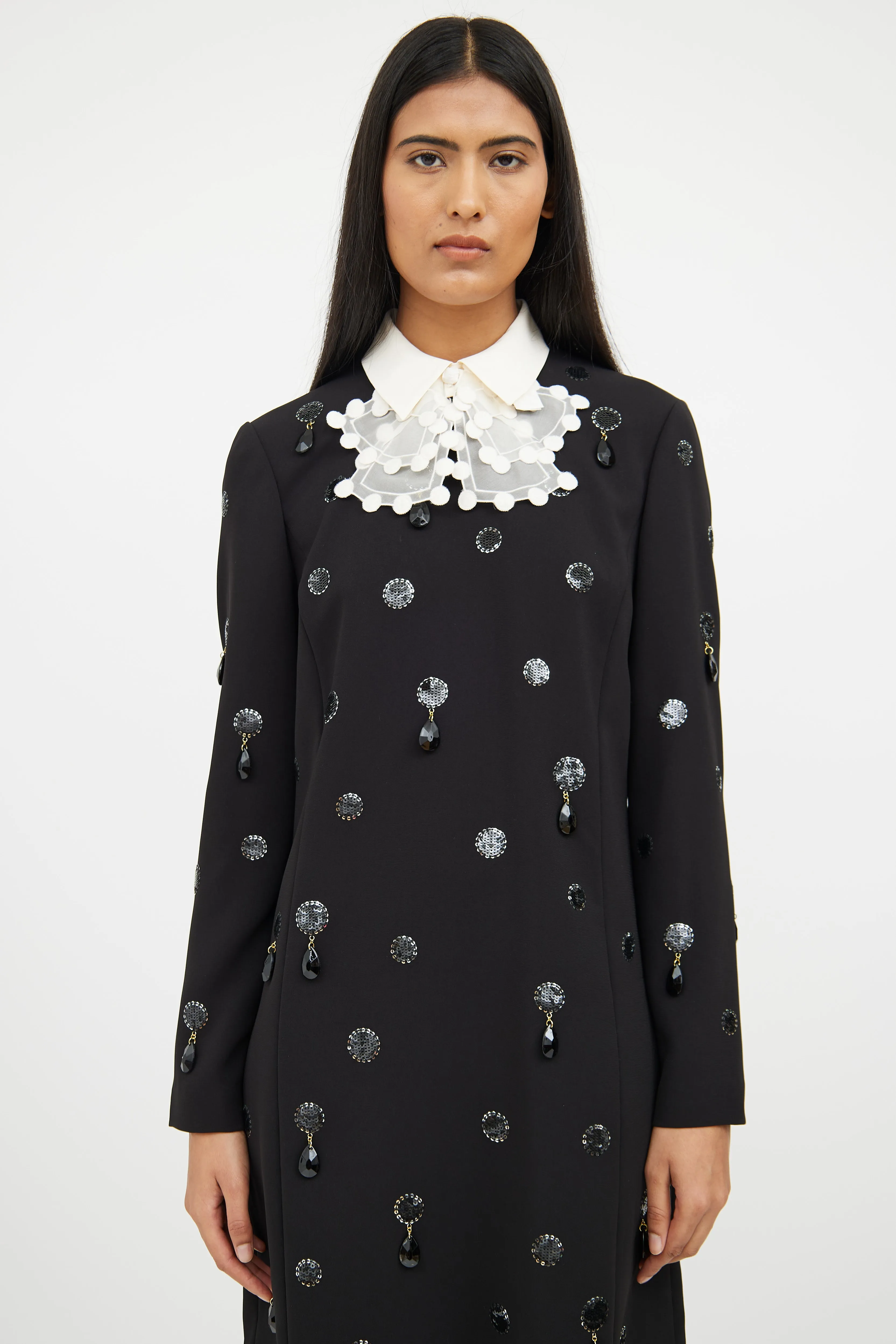 Black & White Jewel Embellished Dress