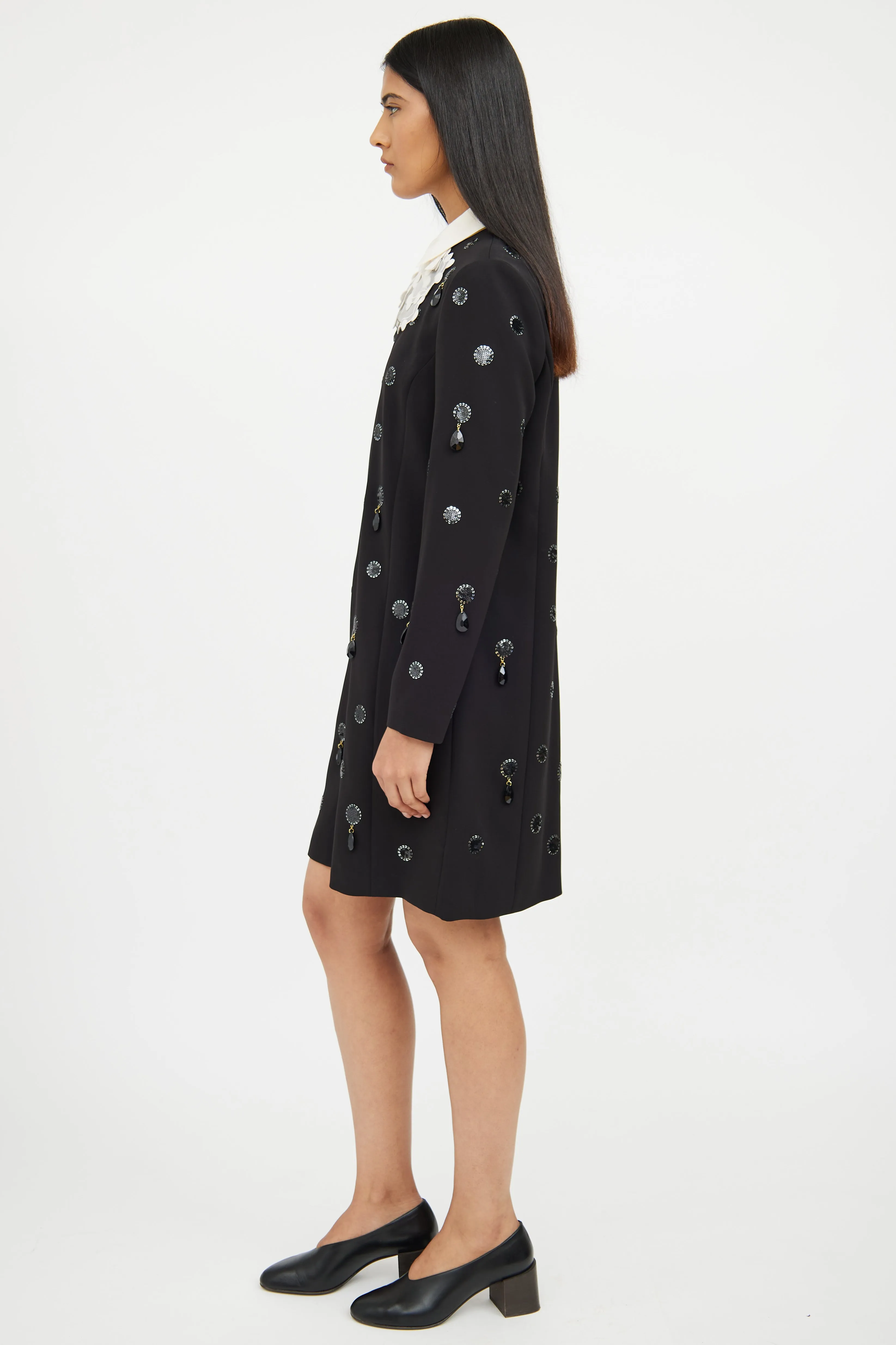 Black & White Jewel Embellished Dress