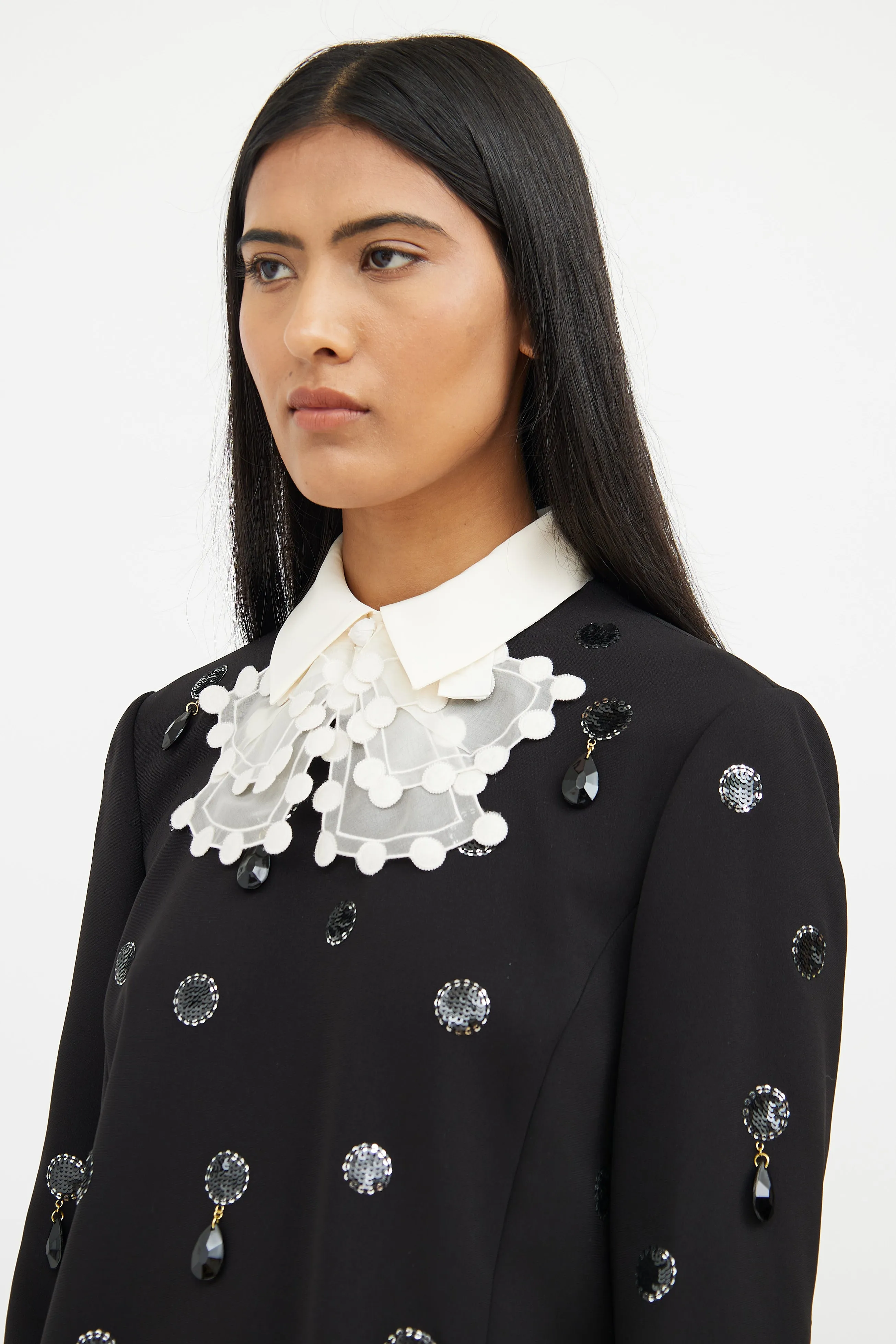 Black & White Jewel Embellished Dress