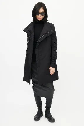 Black Asymmetrical Zip Padded Coat
