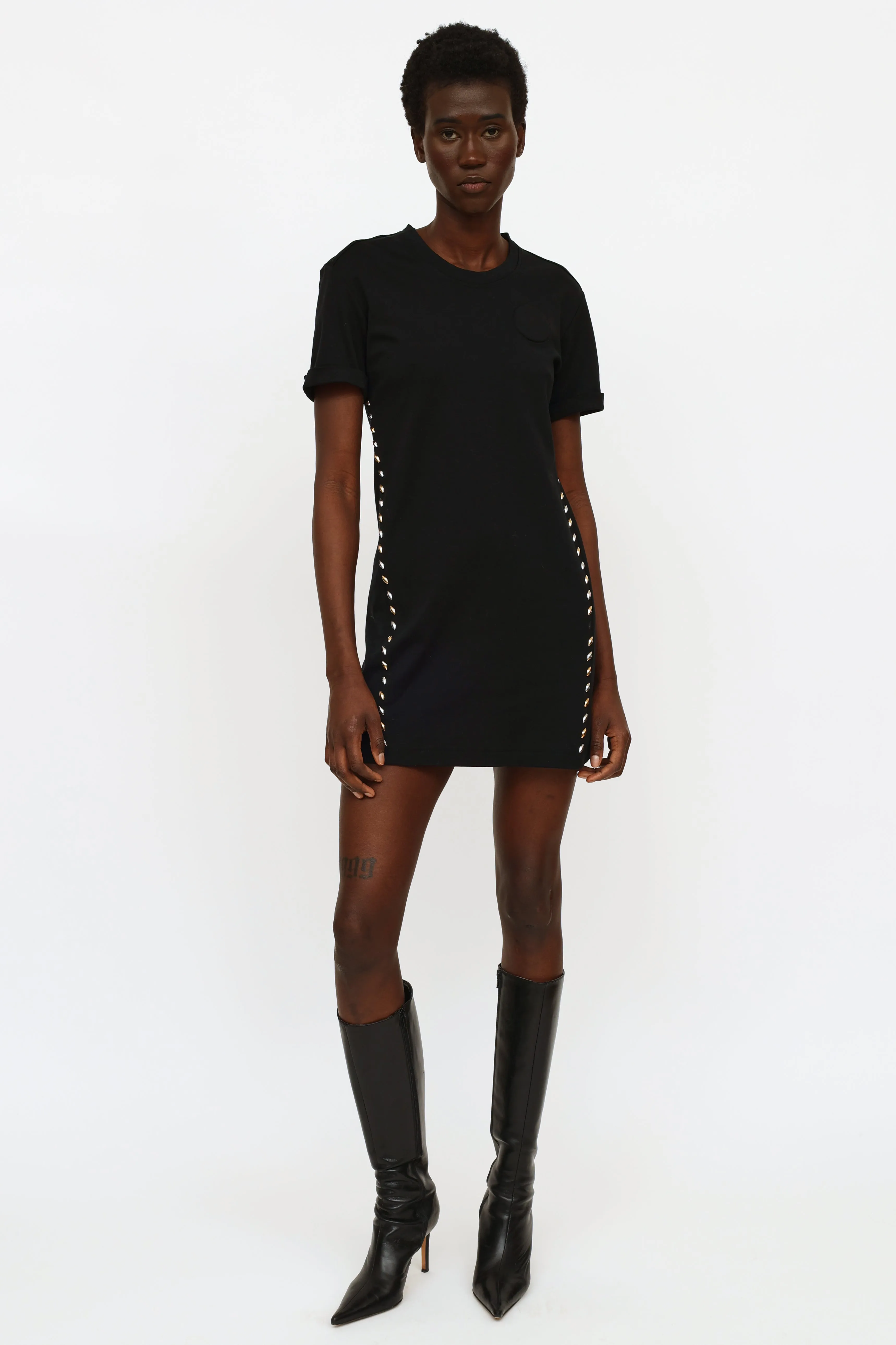 Black Embellished T-Shirt Dress