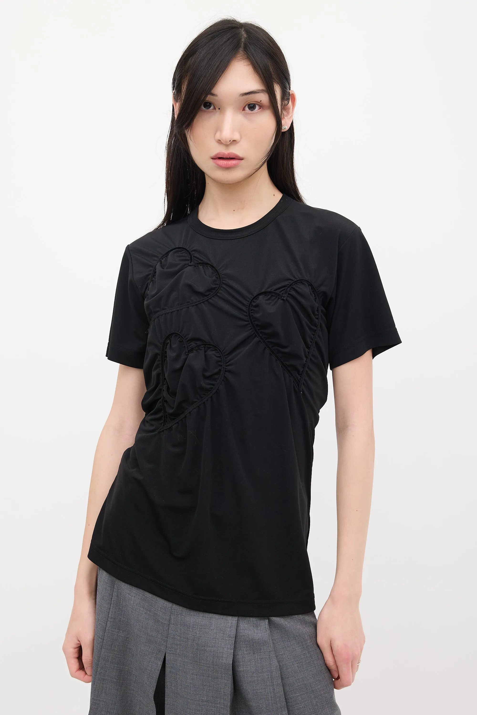 Black Heart Ruched T-Shirt
