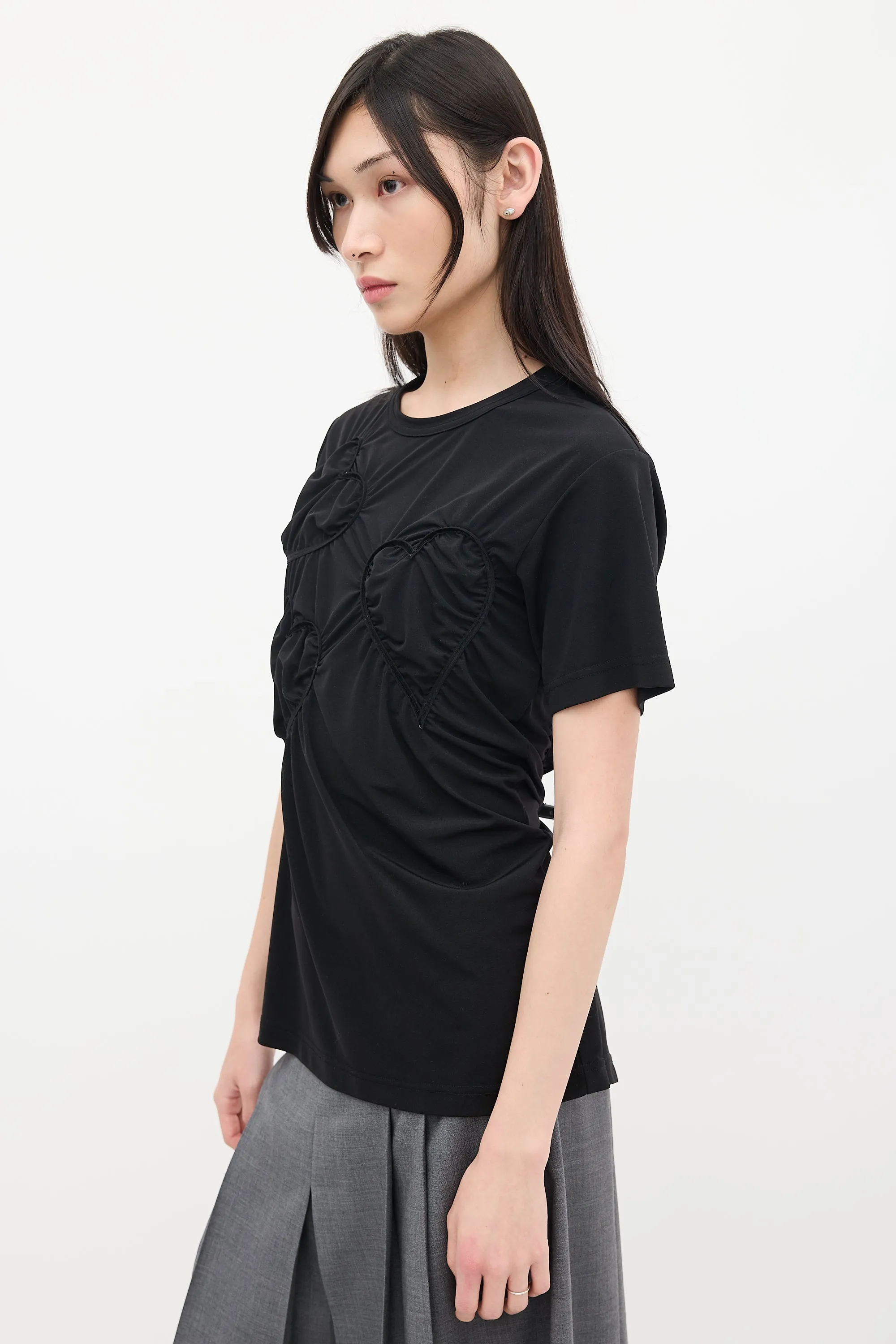 Black Heart Ruched T-Shirt