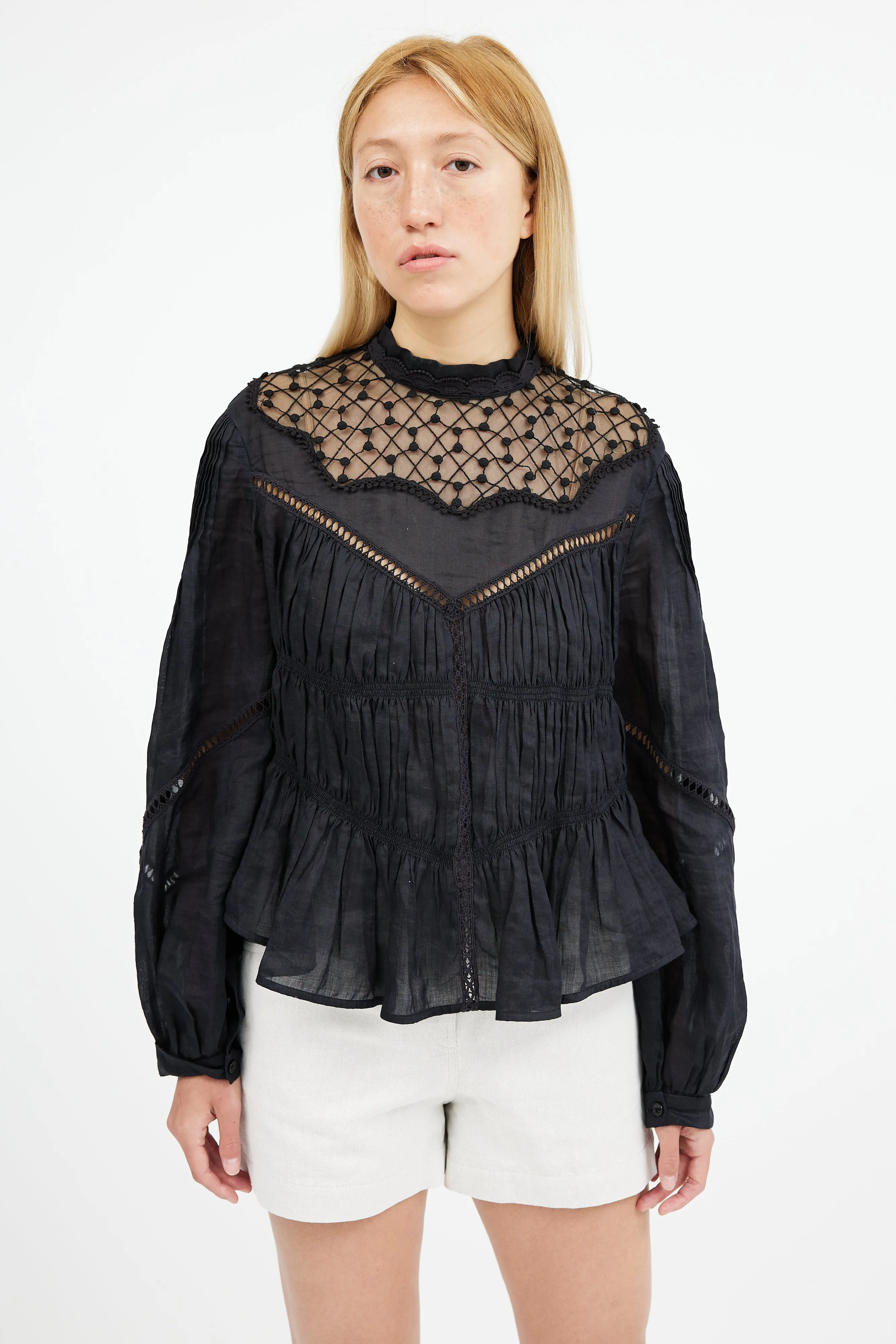 Black Lace Eyelet Samantha Top