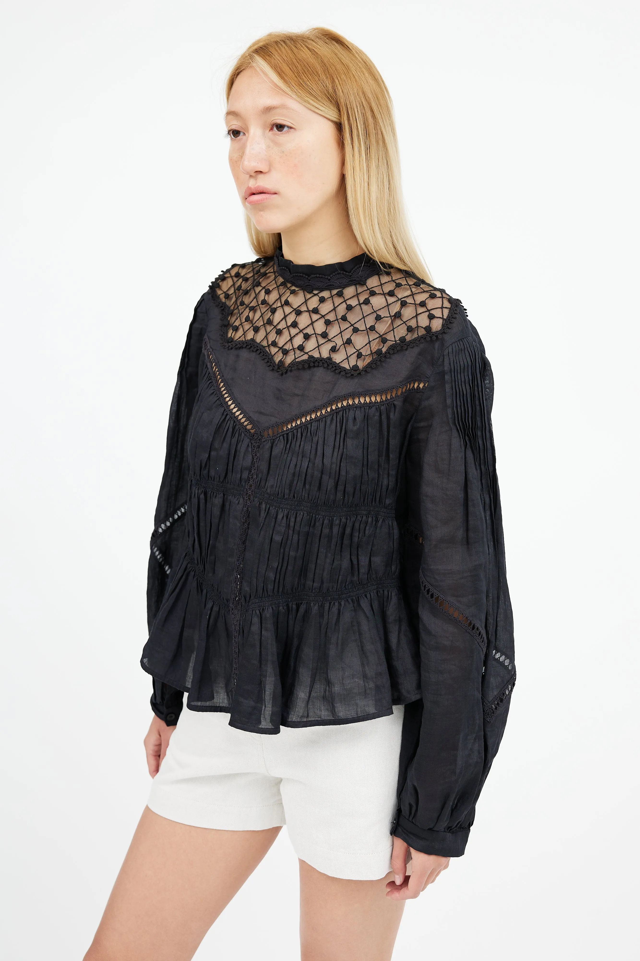 Black Lace Eyelet Samantha Top