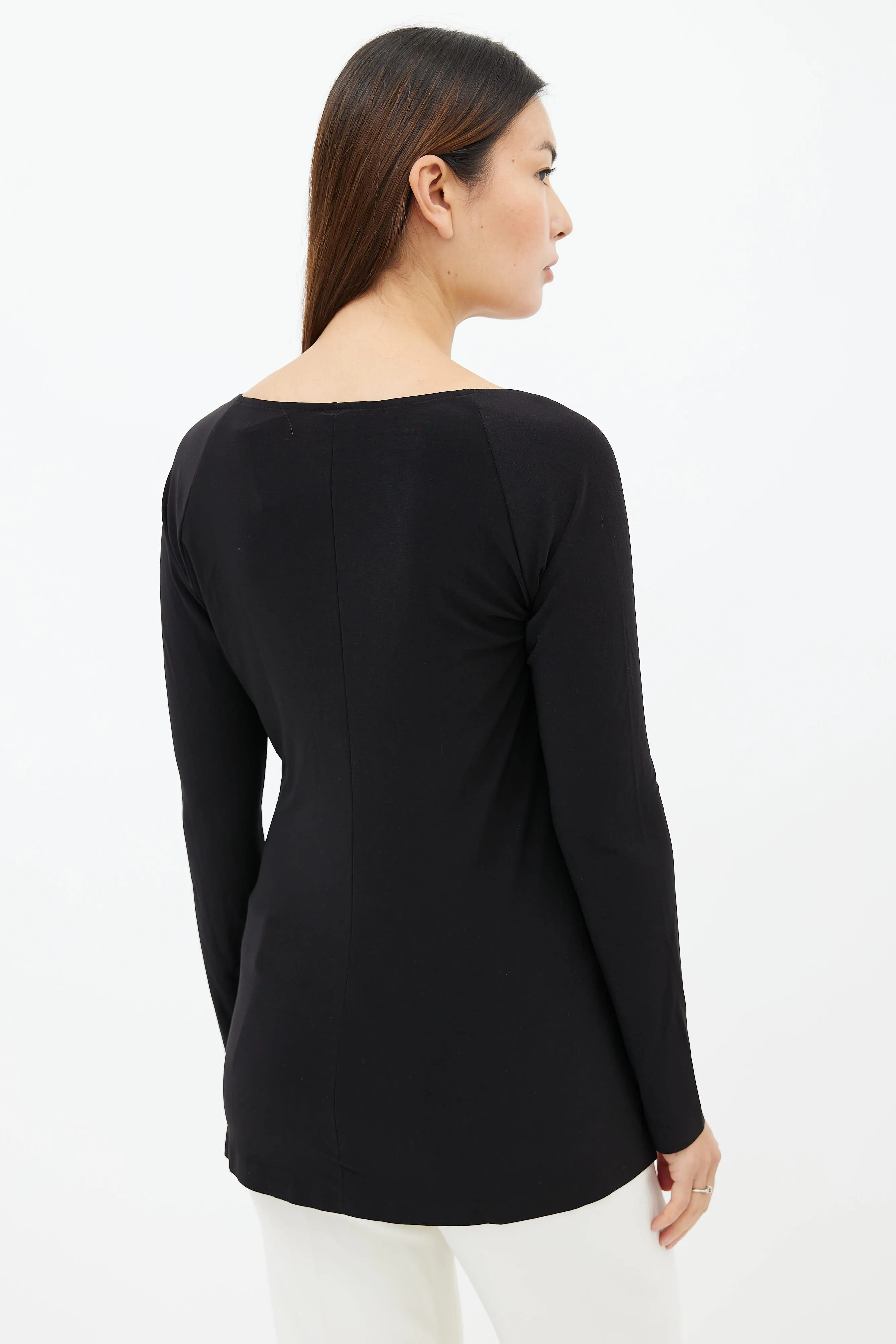 Black Long Sleeve Ruched Top