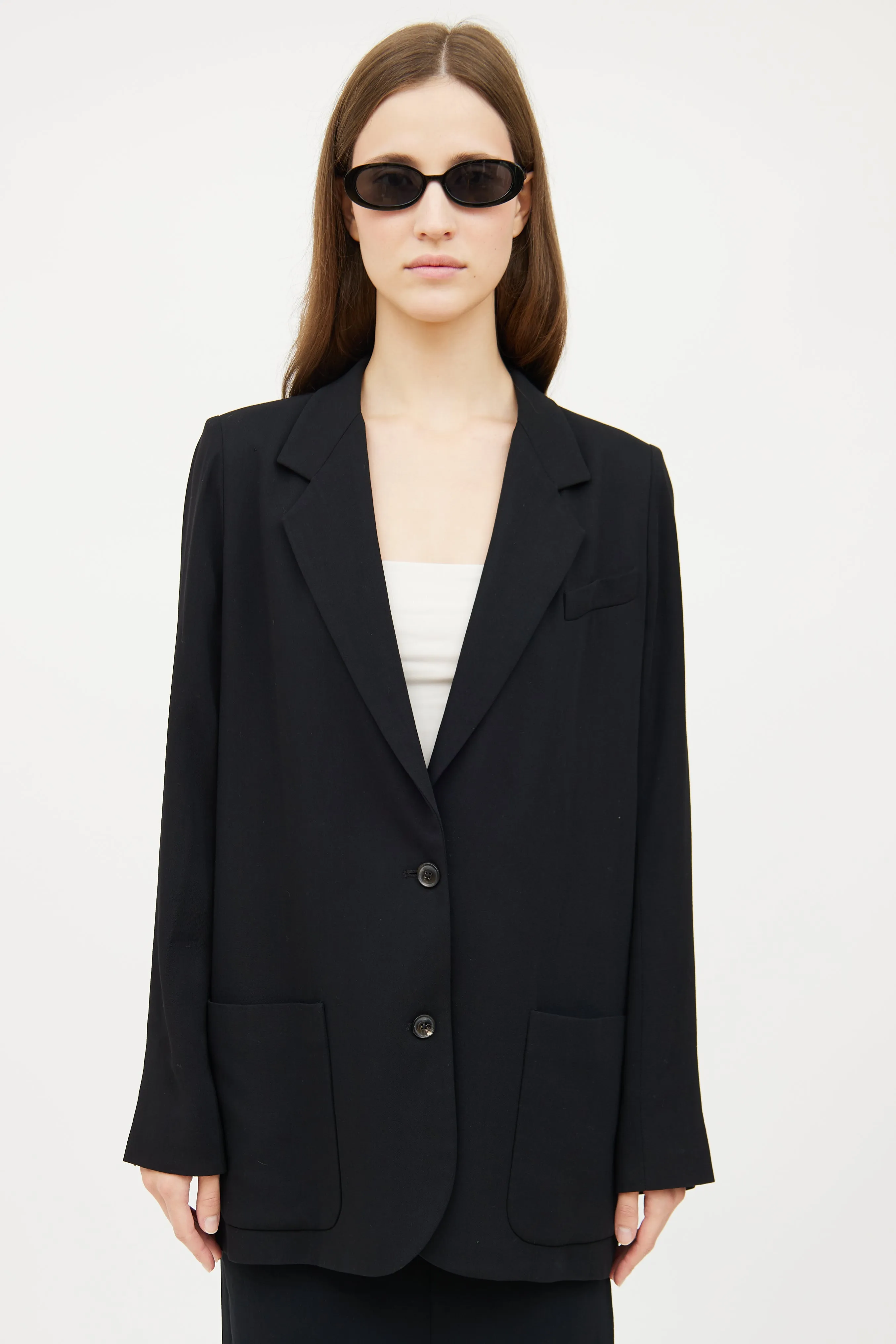 Black Oversized Long Sleeve Blazer