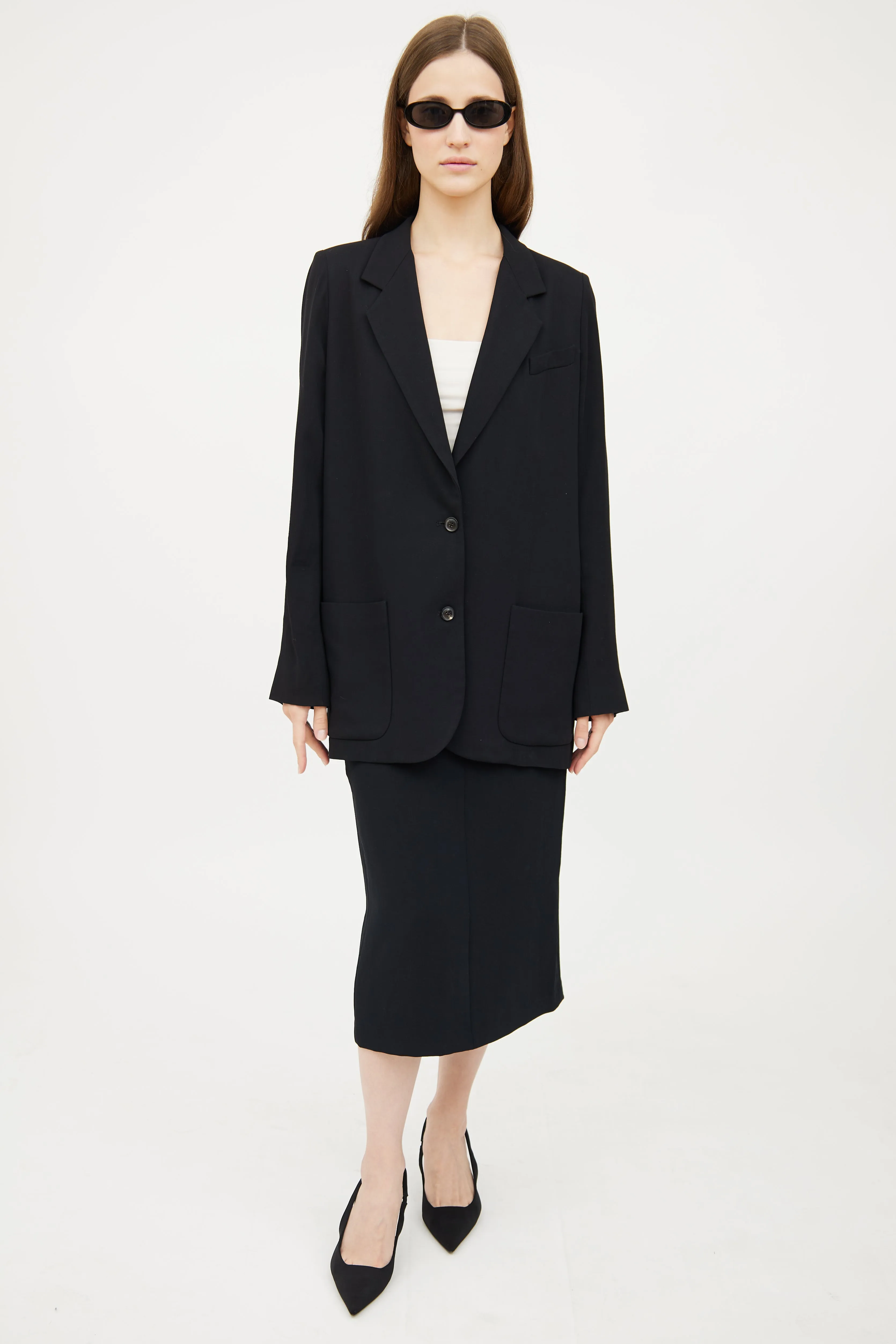 Black Oversized Long Sleeve Blazer