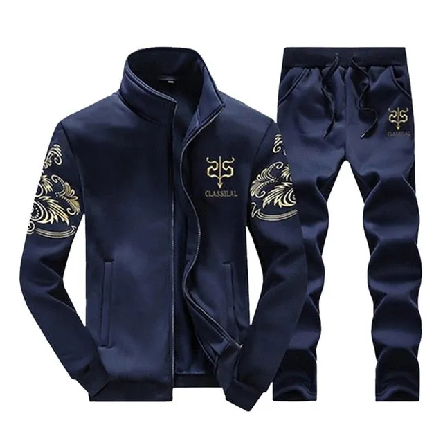 Brand Men Sportswear Sets Running Sports Fitness Tracksuit Male