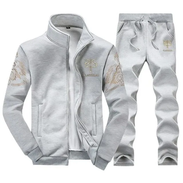 Brand Men Sportswear Sets Running Sports Fitness Tracksuit Male
