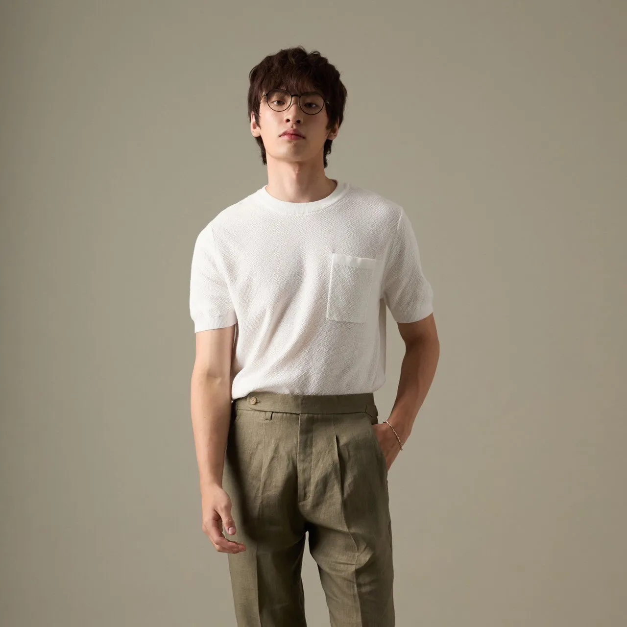 BRANDON KNIT TEE - WHITE