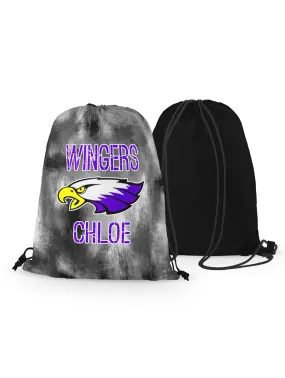 Drawstring Bag - Red Wing Wingers - Marble Background - Personalized