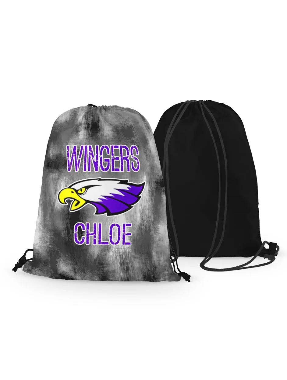 Drawstring Bag - Red Wing Wingers - Marble Background - Personalized