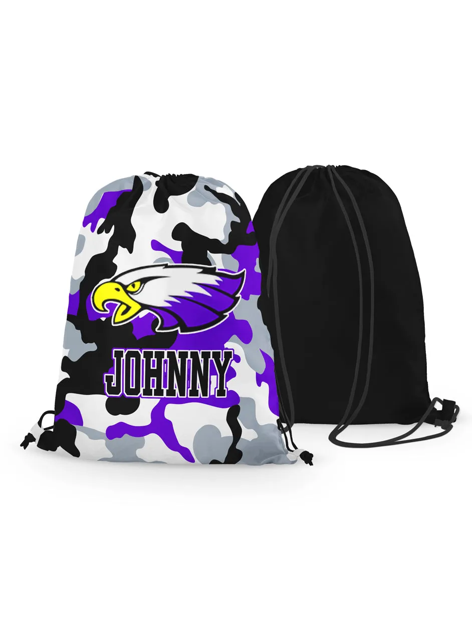 Drawstring Bag - Winger Bird - Camo Background - Personalized