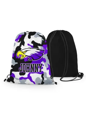 Drawstring Bag - Winger Bird - Camo Background - Personalized
