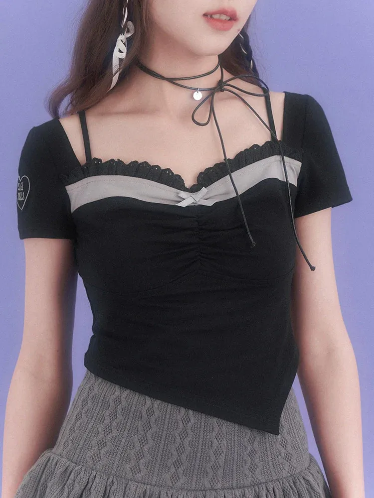 Faux Asymmetrical Square Top Two-piece Collar