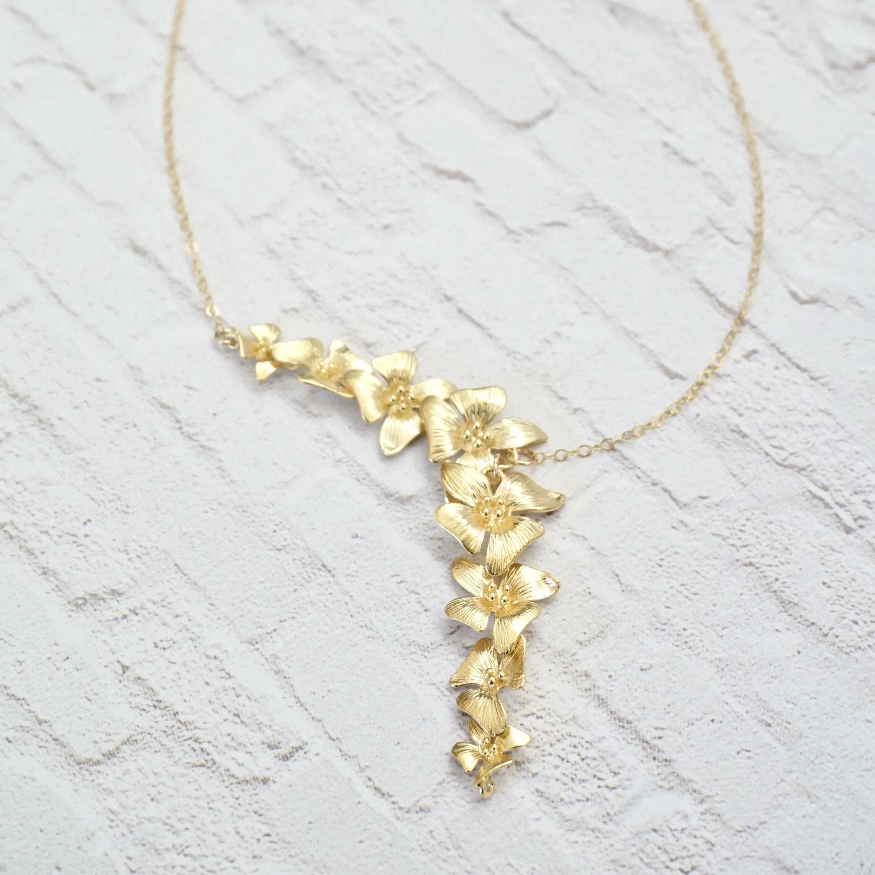 Gold Asymmetrical Dogwood Necklace