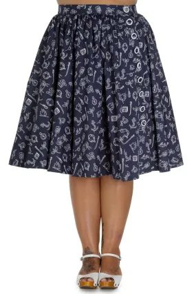 Hell Bunny 50's Marin Nautical Navy Swing Skirt