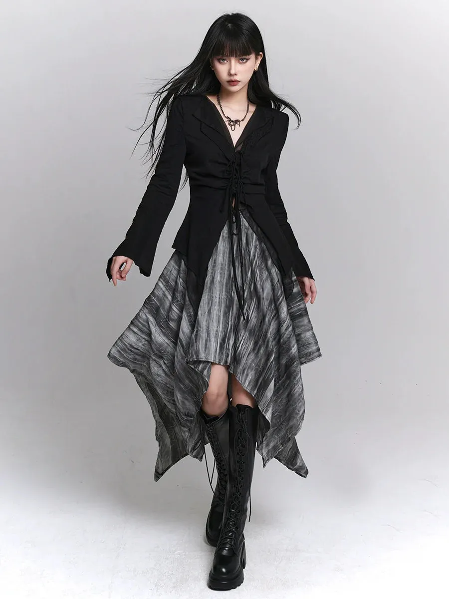 Little Black   Asymmetrical Girl Top Cool Skirt Ghost