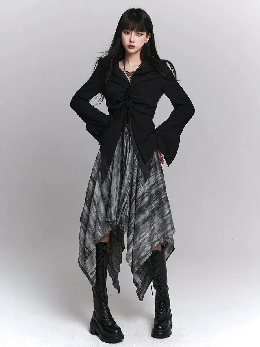 Little Black   Asymmetrical Girl Top Cool Skirt Ghost
