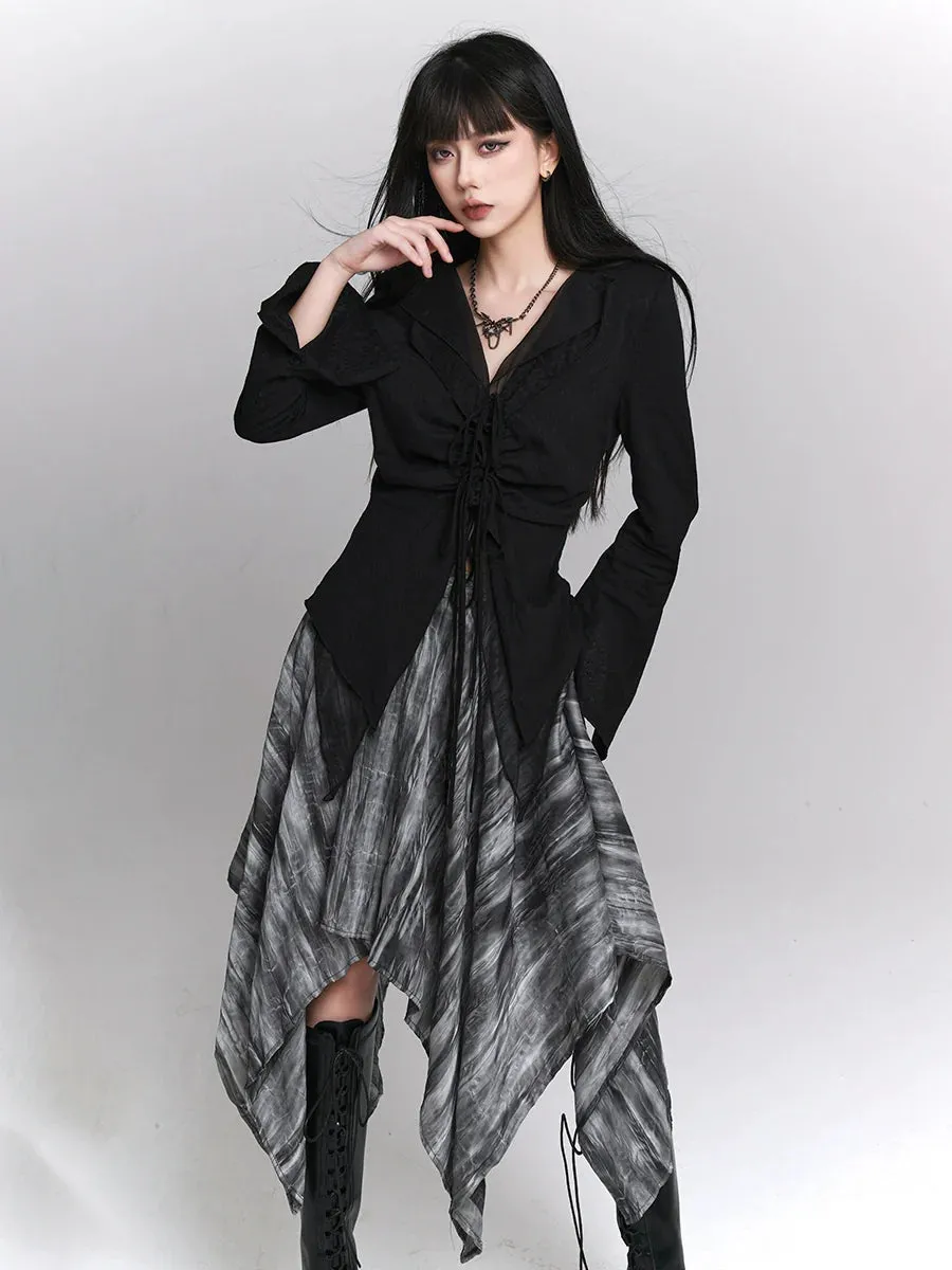Little Black   Asymmetrical Girl Top Cool Skirt Ghost