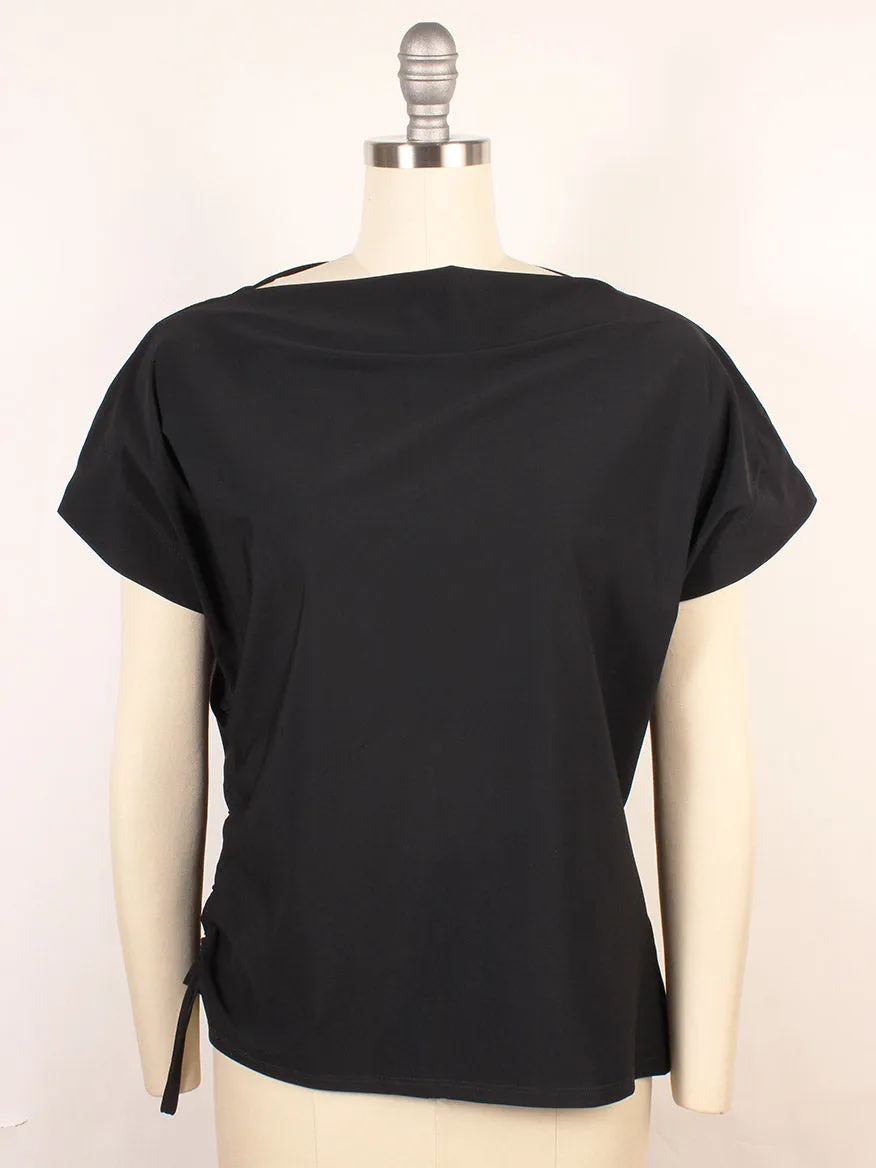 Porto Mondrian Ruched Sleeveless Top in Black