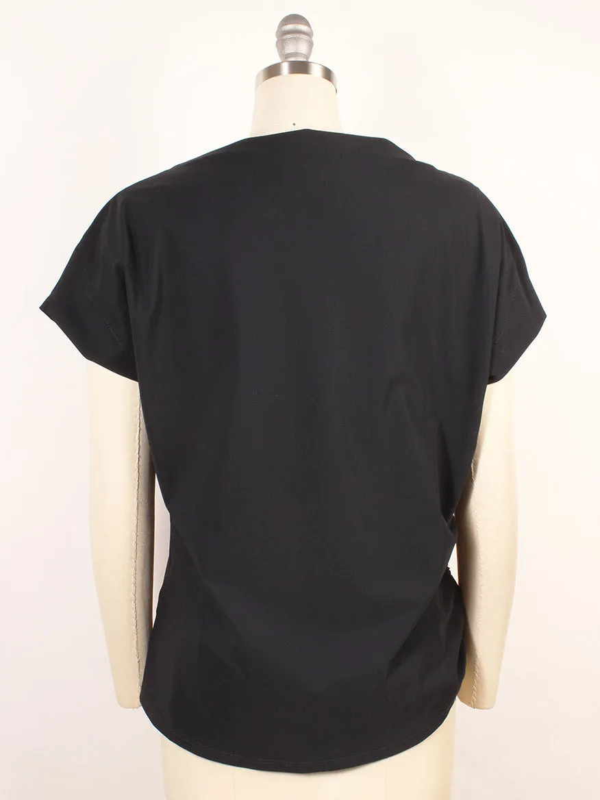 Porto Mondrian Ruched Sleeveless Top in Black
