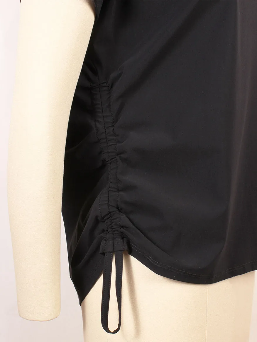Porto Mondrian Ruched Sleeveless Top in Black