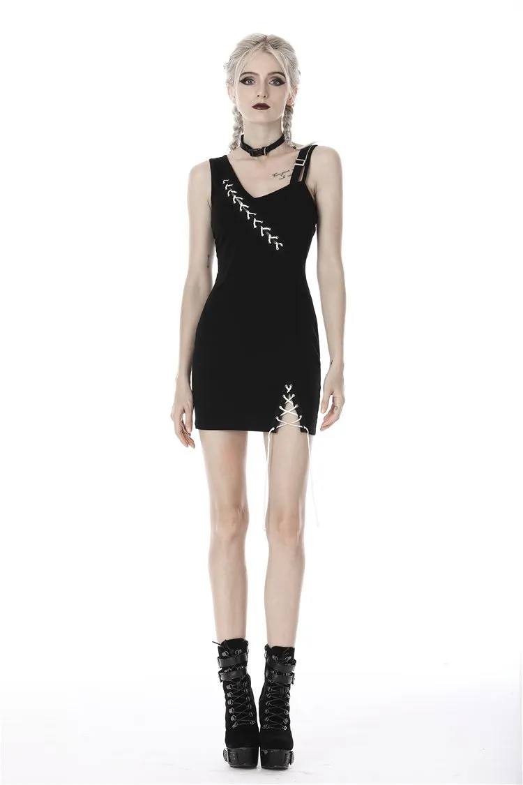 Punk suture asymmetrical tight dress DW392