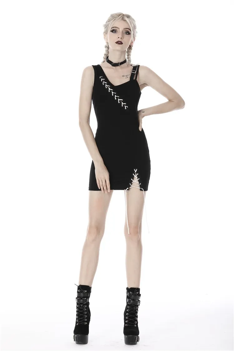 Punk suture asymmetrical tight dress DW392