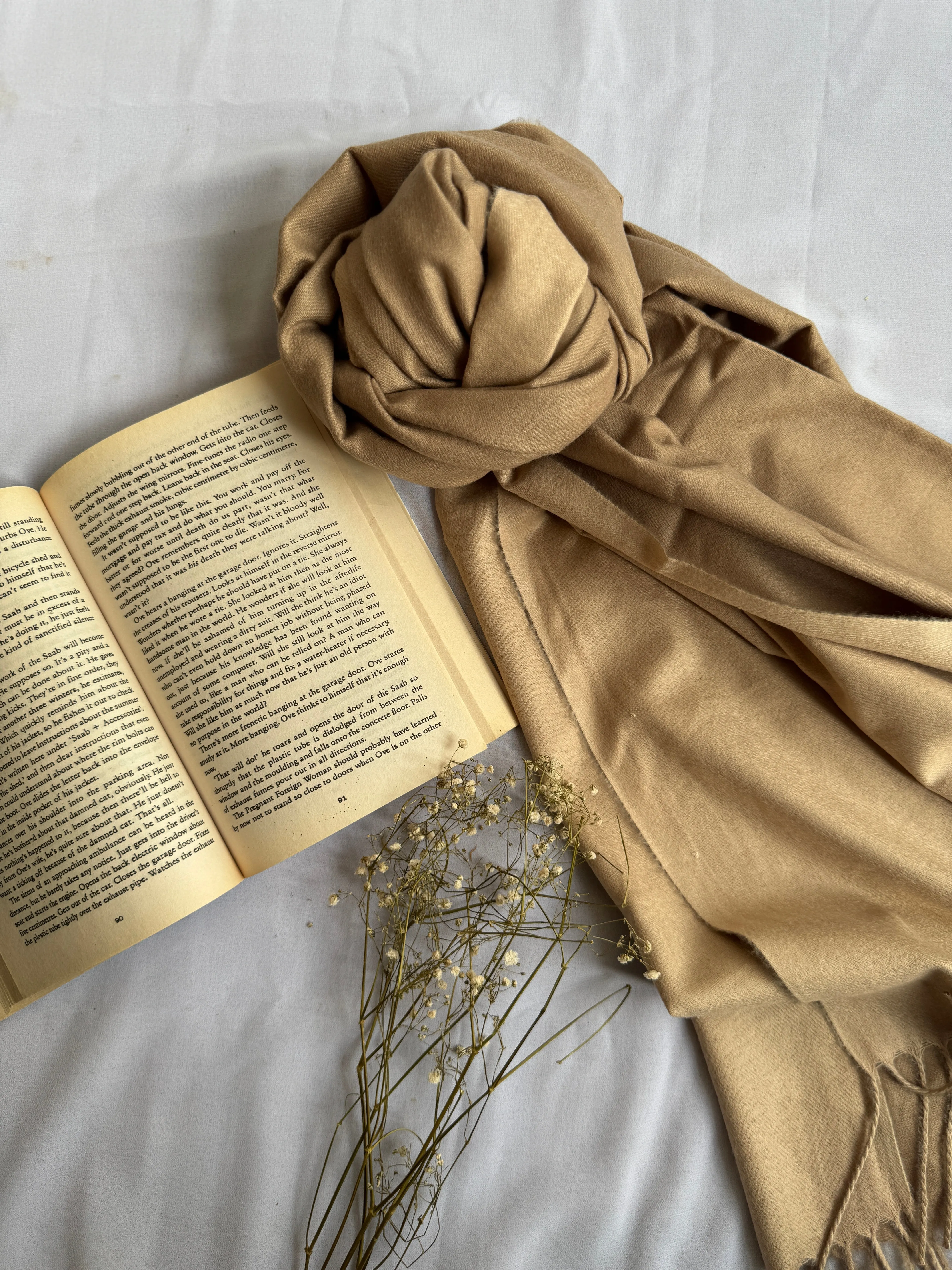 Reversible Woollen Pashmina- Tan Brown Nude