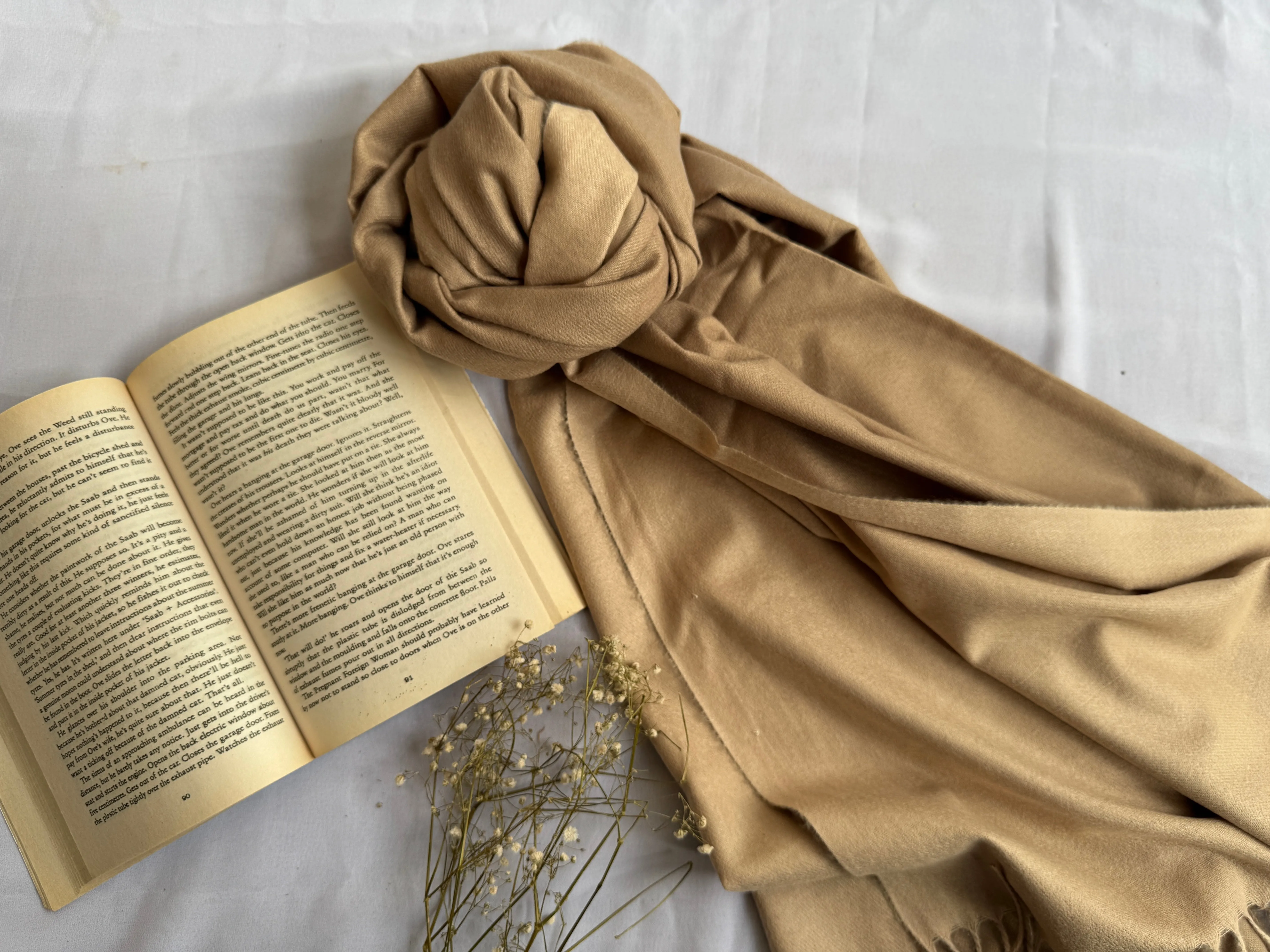 Reversible Woollen Pashmina- Tan Brown Nude