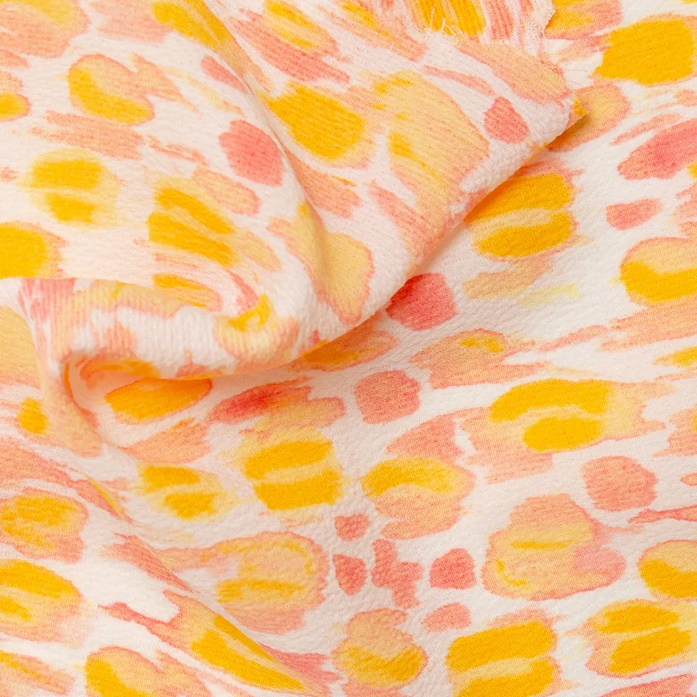 Textured printed georgette - Leopard - Yellow