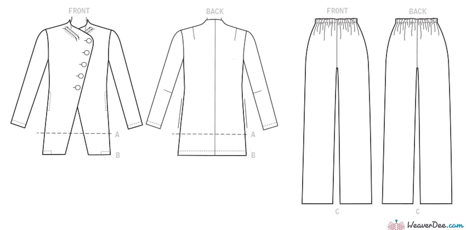 Vogue Pattern V9274 Misses' Asymmetrical Jacket & Pull-On Pants