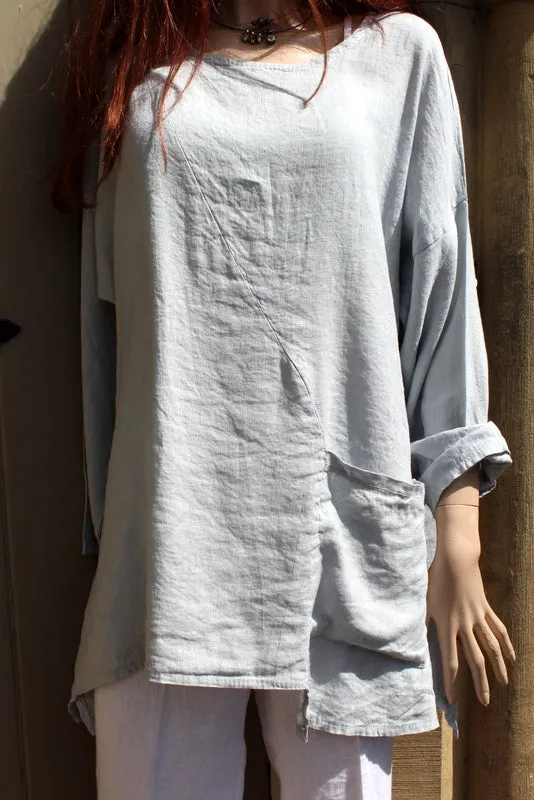 Womens Italian Fine Linen Long Sleeved Pocket Tunic (was £30)