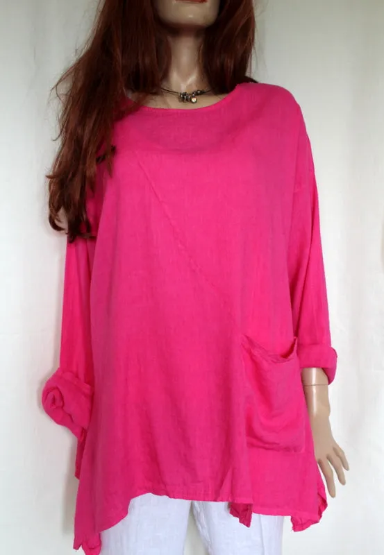 Womens Italian Fine Linen Long Sleeved Pocket Tunic (was £30)