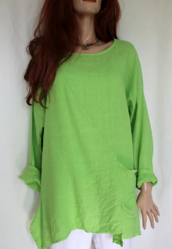 Womens Italian Fine Linen Long Sleeved Pocket Tunic (was £30)